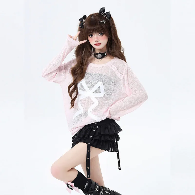 Summer Sweet Lazy Style Loose Long Sleeve Blouse