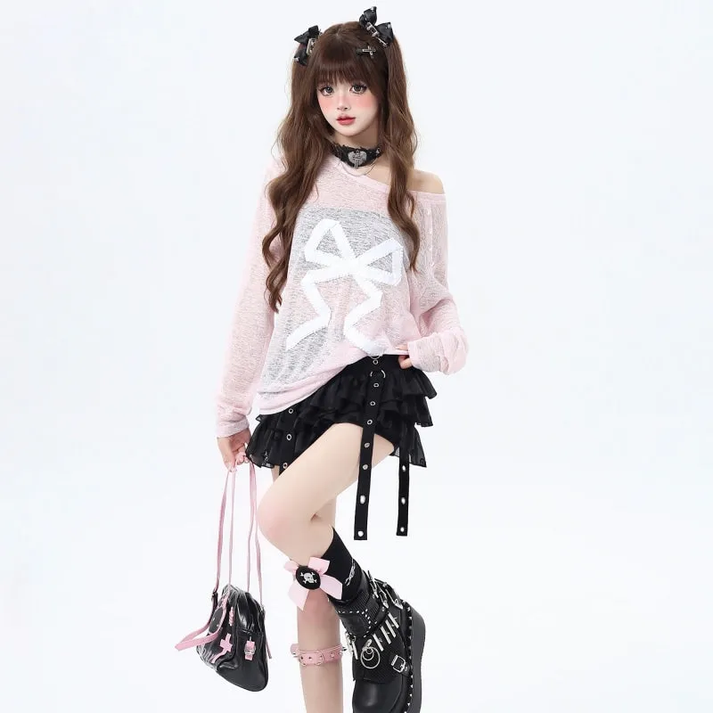 Summer Sweet Lazy Style Loose Long Sleeve Blouse