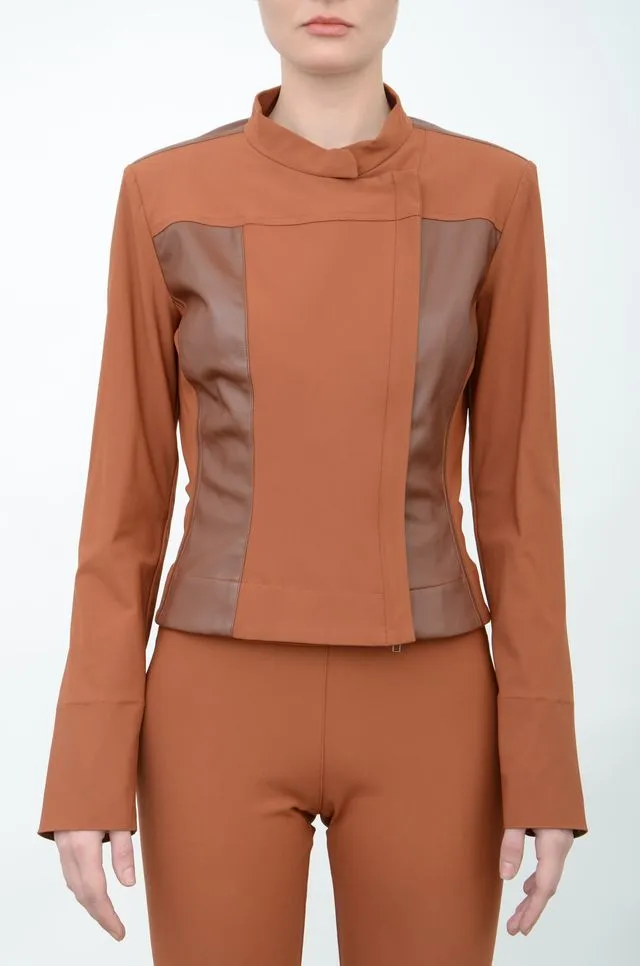 Tech Stretch Moto Jacket with Patchwork Detail - ARCHER FA24
