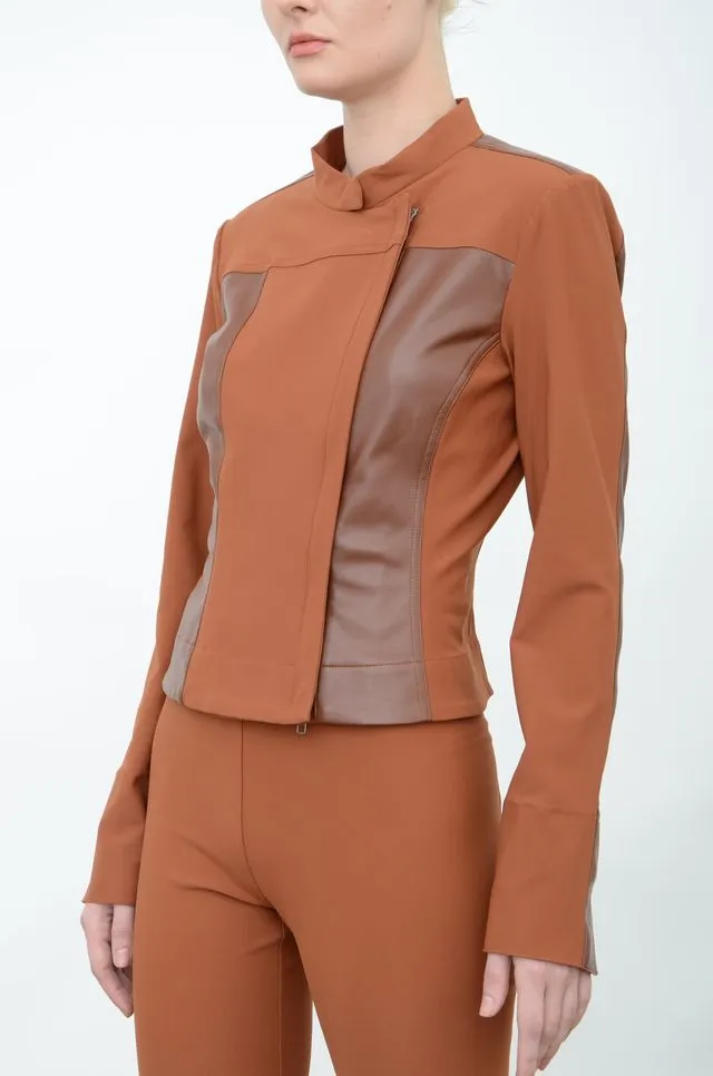 Tech Stretch Moto Jacket with Patchwork Detail - ARCHER FA24