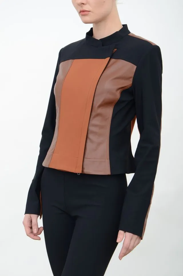 Tech Stretch Moto Jacket with Patchwork Detail - ARCHER FA24