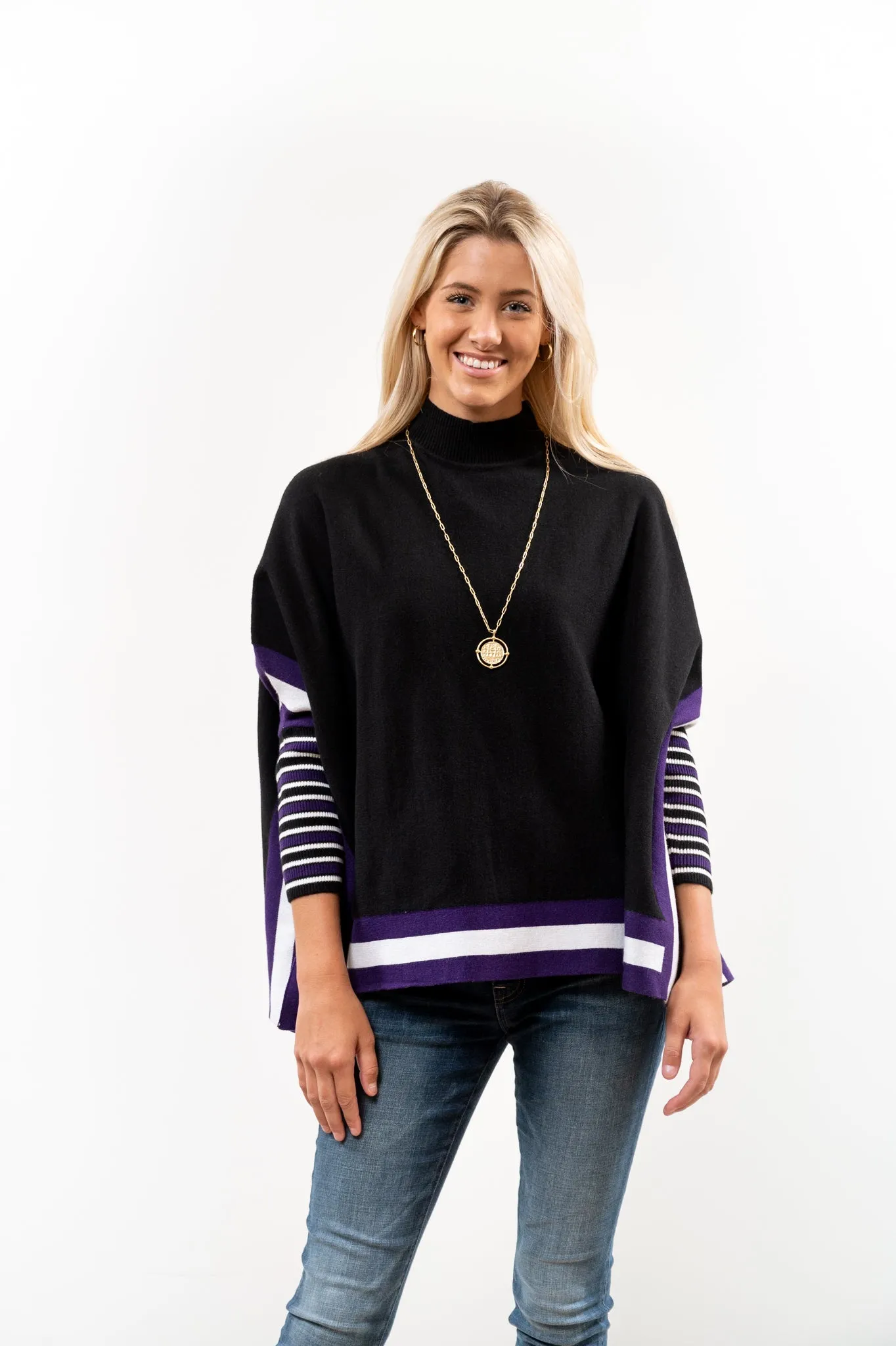 The Gillian Gameday and Beyond Striped Poncho