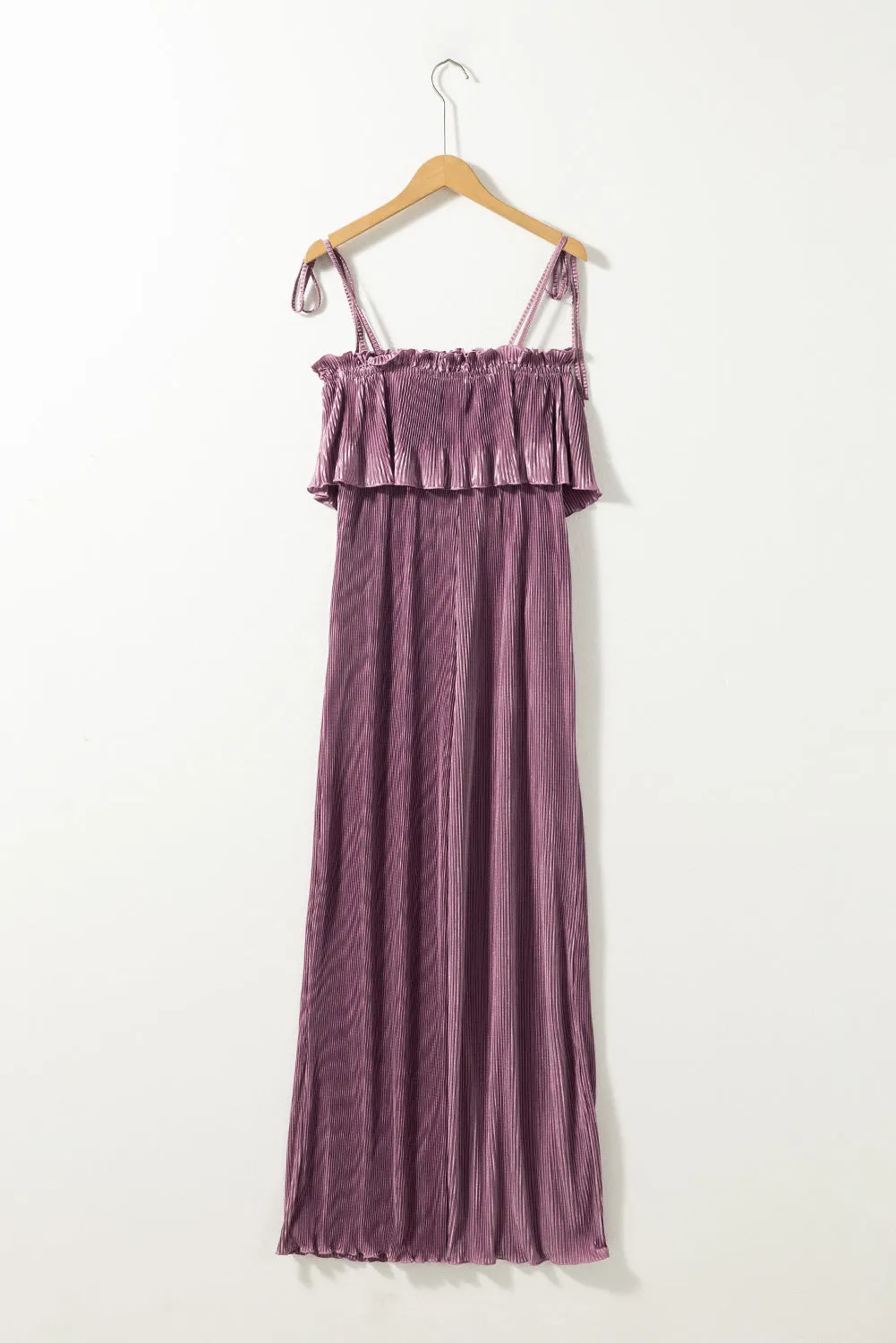 Tied Straps Pleated Wide Leg Jumpsuit