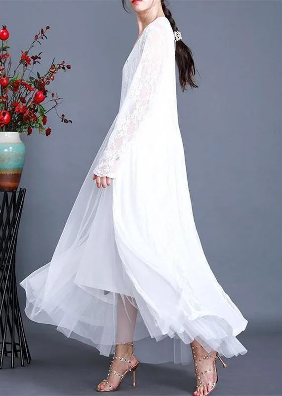 Unique White Summer Button Lace Long Cardigans
