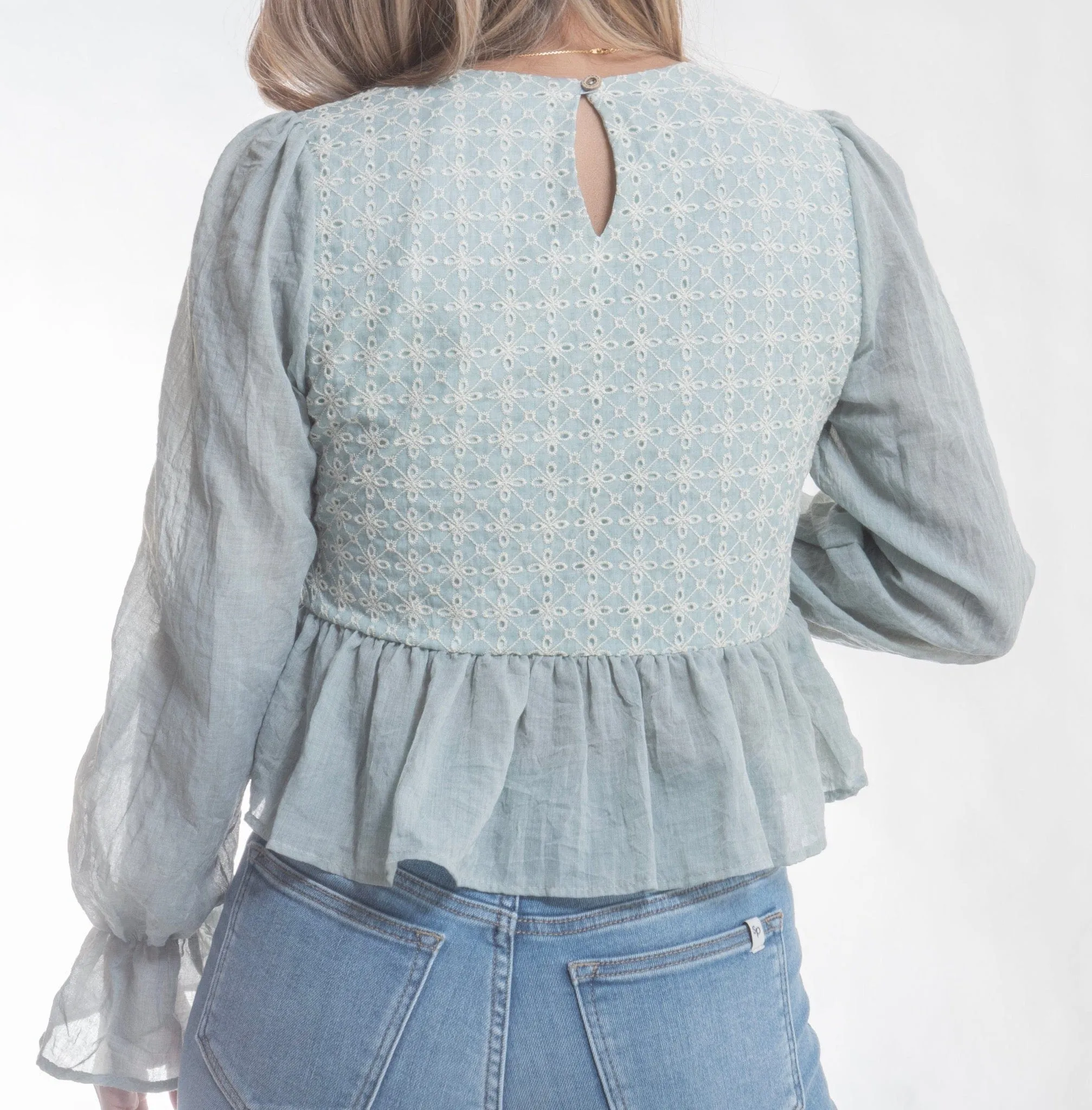 Valencia Eyelet Long Sleeve Top