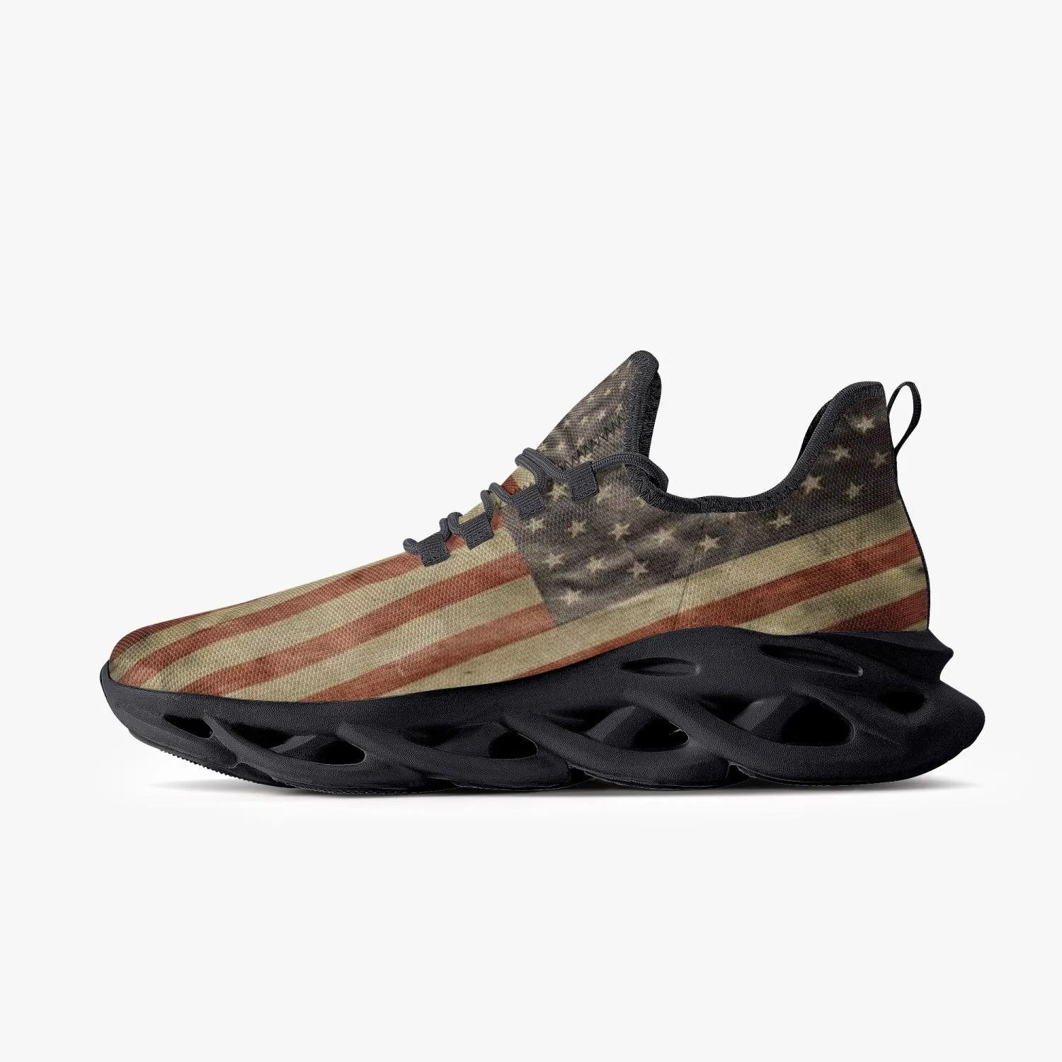 Vintage USA Flag Bounce Mesh Knit Sneakers - Black Sole