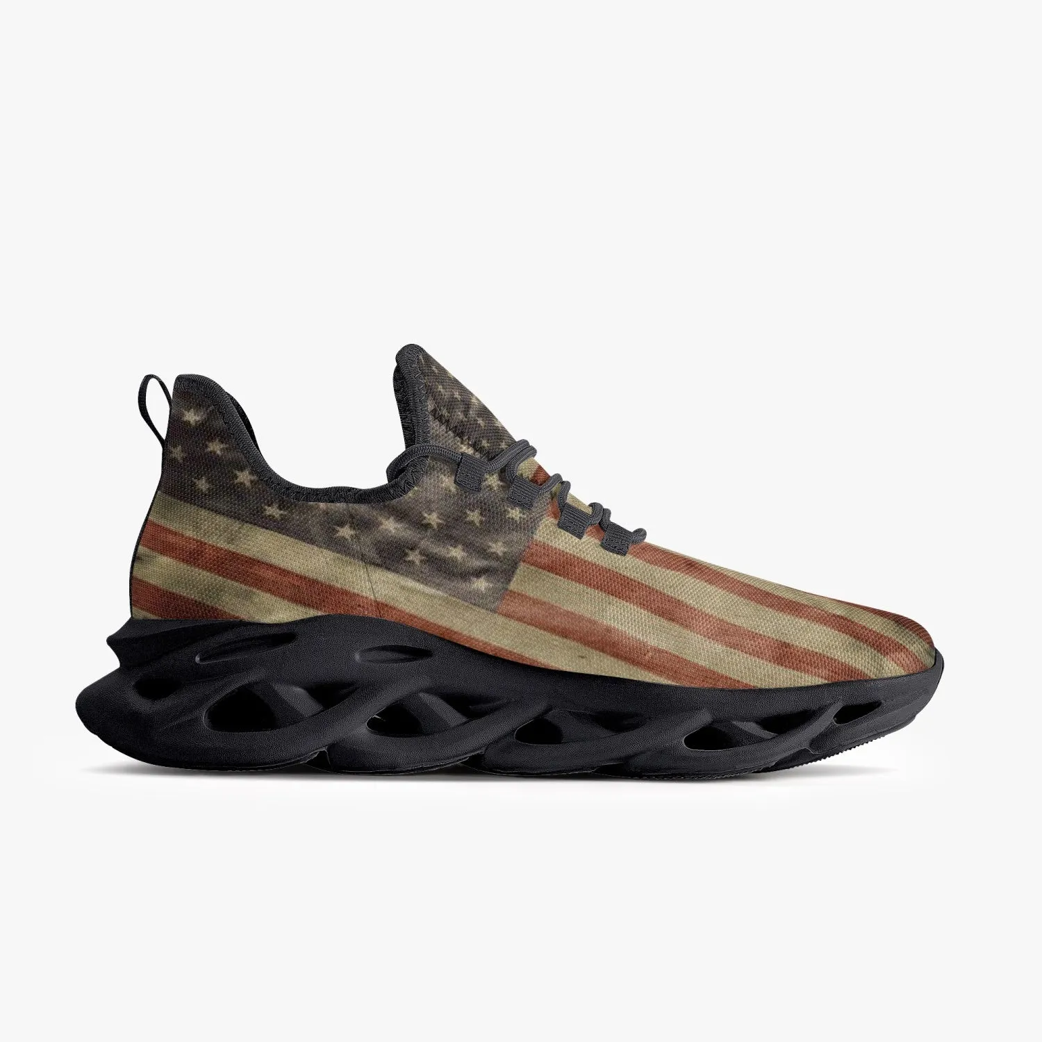 Vintage USA Flag Bounce Mesh Knit Sneakers - Black Sole