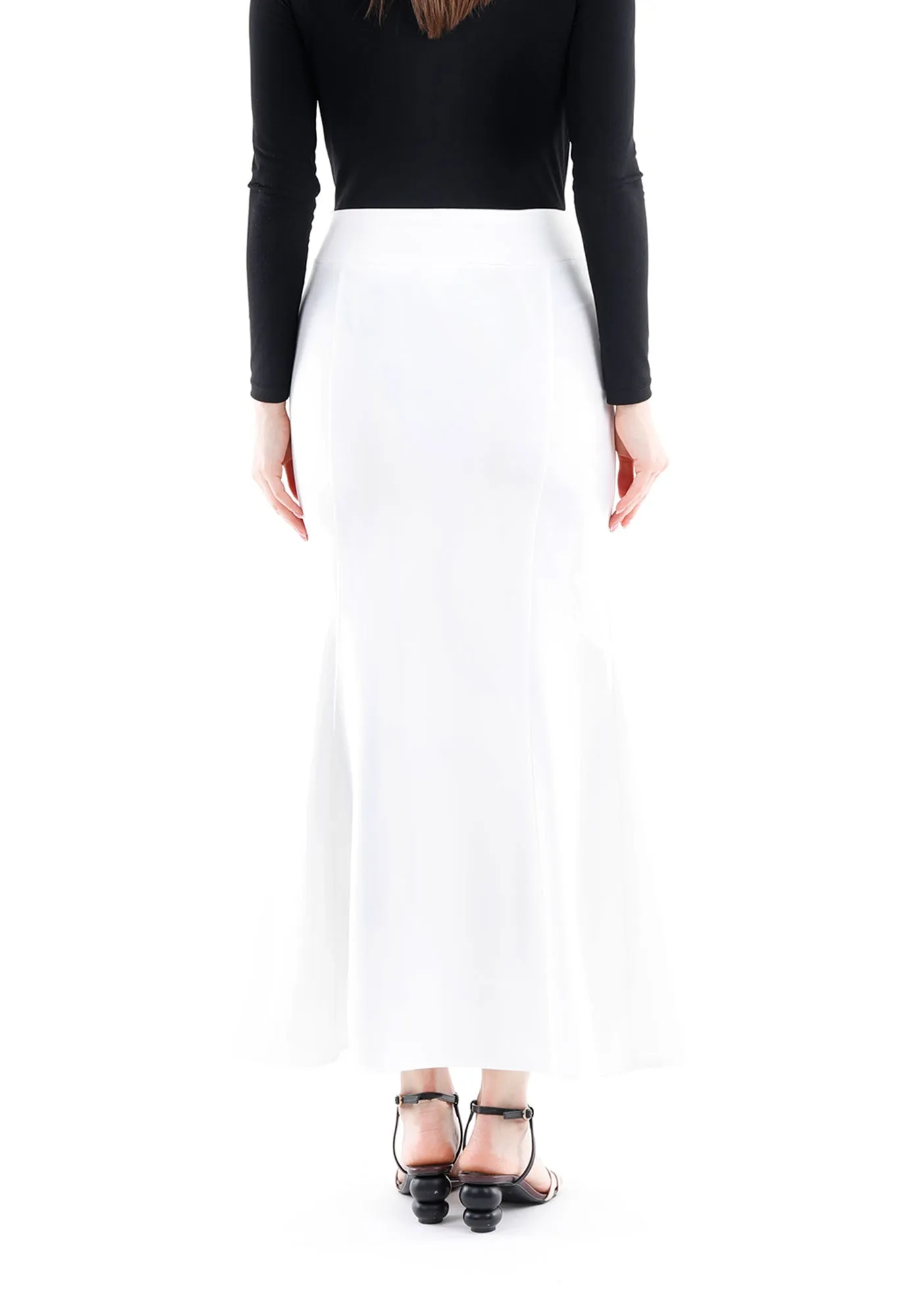White Fishtail Maxi Skirt