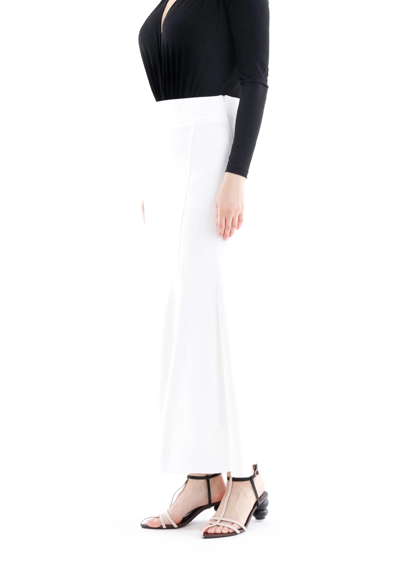 White Fishtail Maxi Skirt