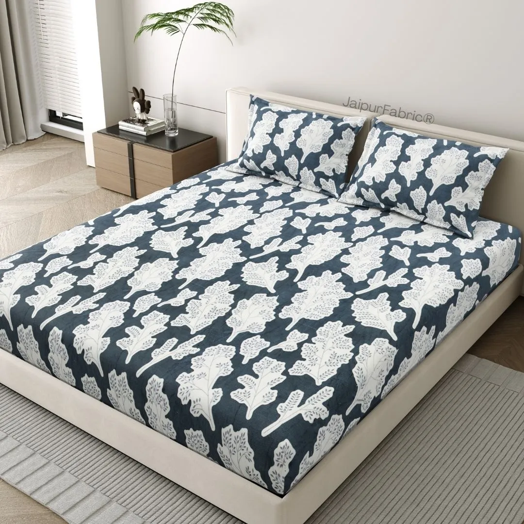Winter Leaf Bliss Cozy Nights Woolen Double Bedsheet