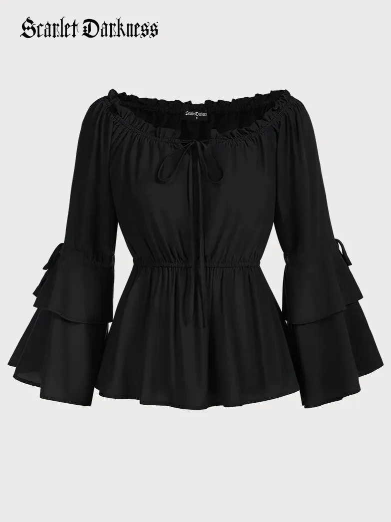 Women Off Shoulder Tops 3/4 Sleeve A-Line Tops