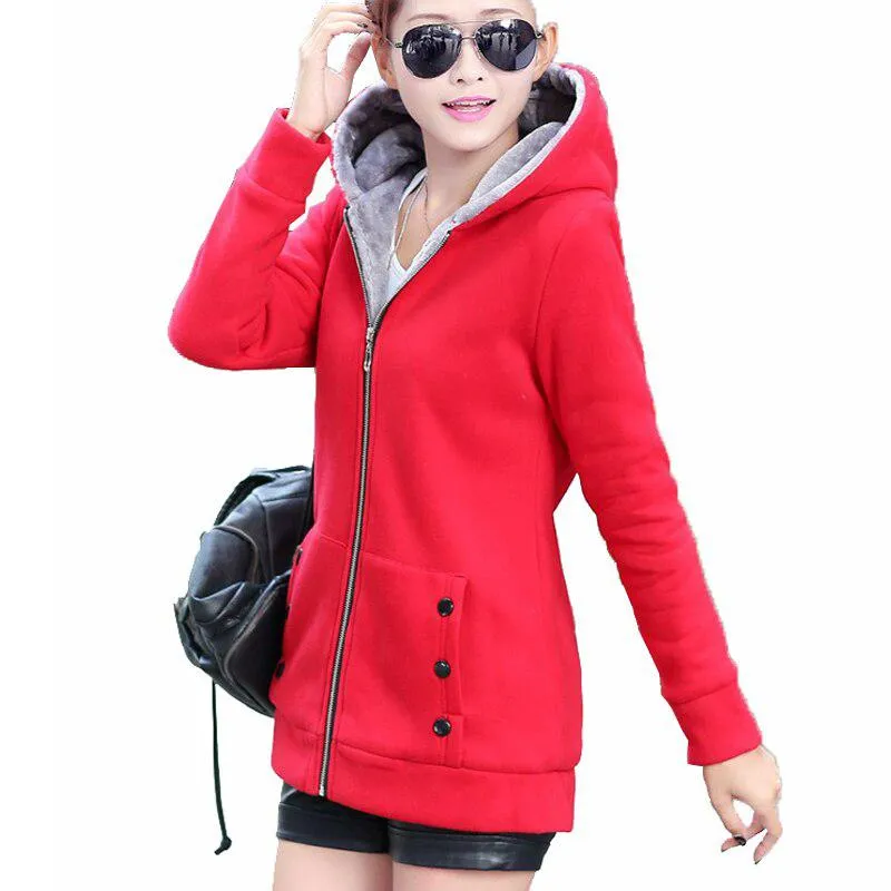 Women's Autumn Warm Fleece Coat With Zipper | Plus Size