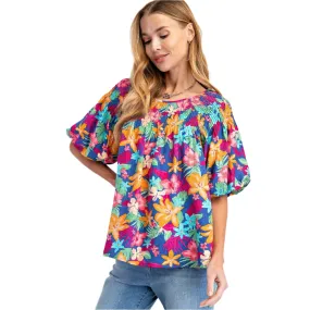 Women's Easel Floral Bubble Top ET71547