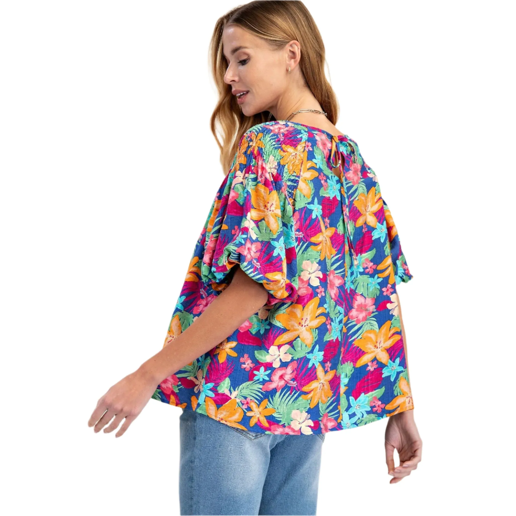Women's Easel Floral Bubble Top ET71547